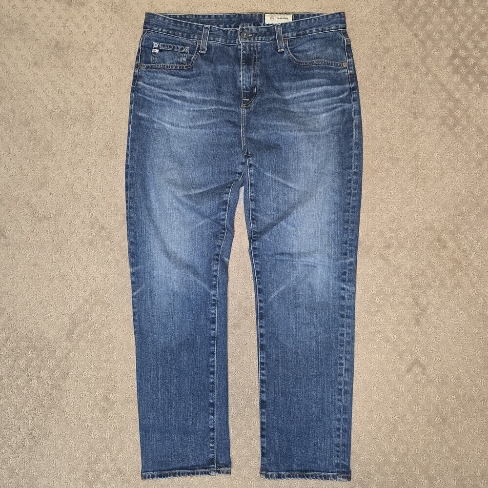 AG Adriano Goldschmied Womens 30 Straight Leg Jeans Medium Wash Stretch Denim 30